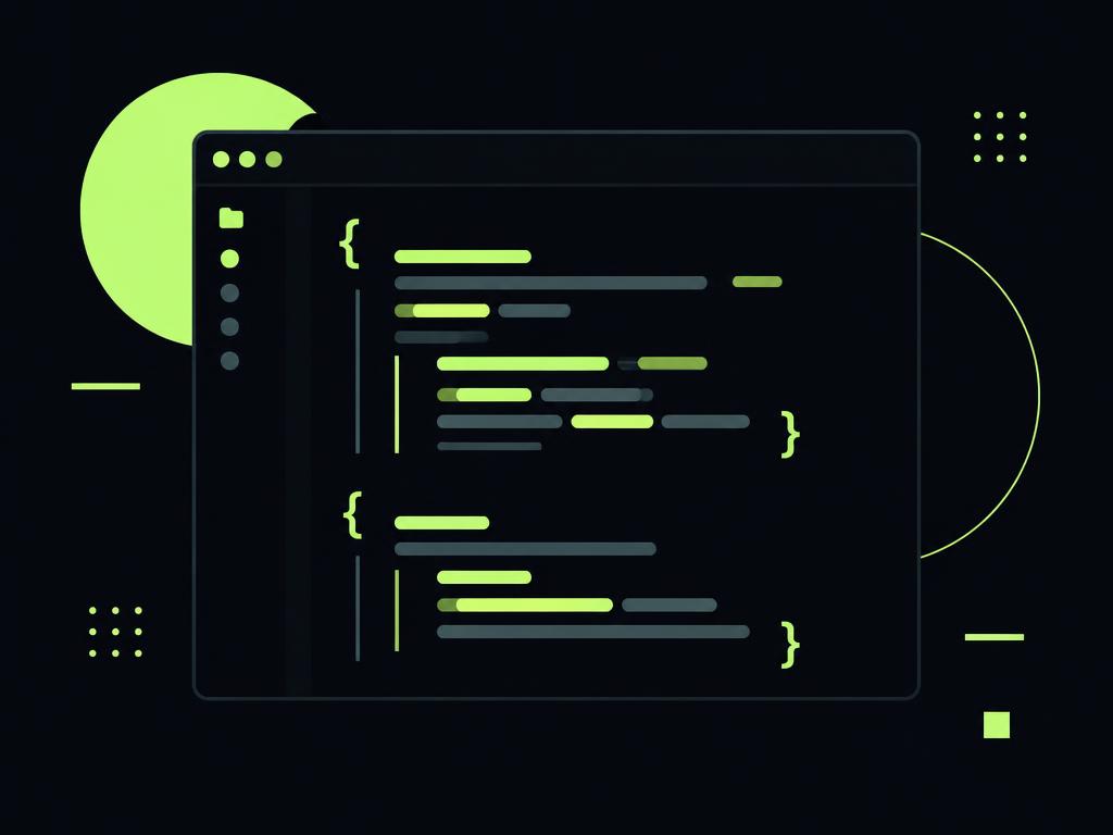 Code-Editor mit abstrakten Codezeilen – Sinnbild für Webentwicklung